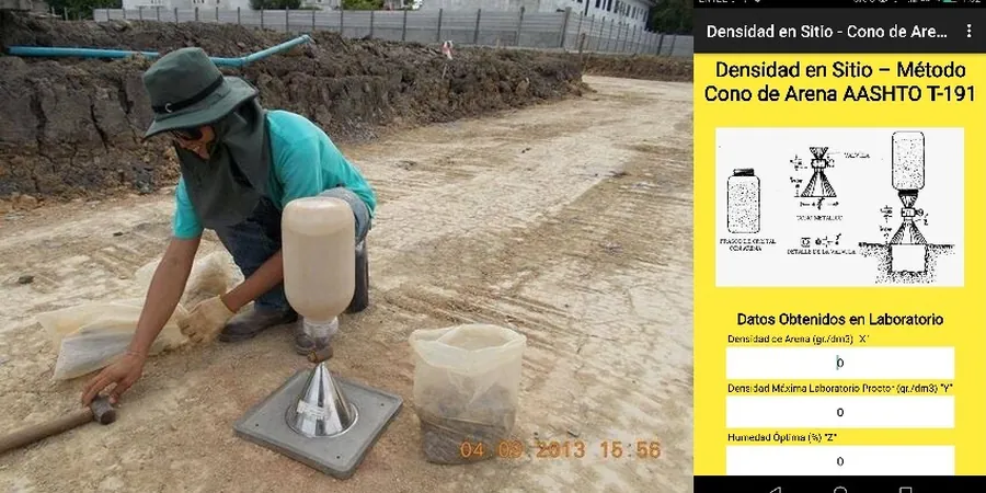 Essai de densité sur site au cône de sable à La Rochelle